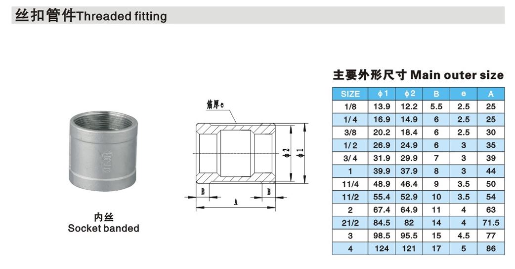 catalogue măng xông ren inox