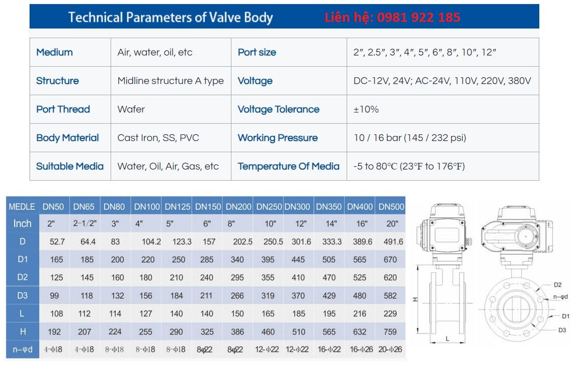 catalogue van bướm điều khiển bằng động cơ điện