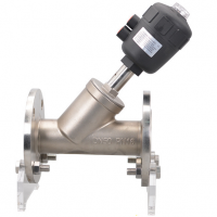 Van y xiên mặt bích điều khiển khí nén